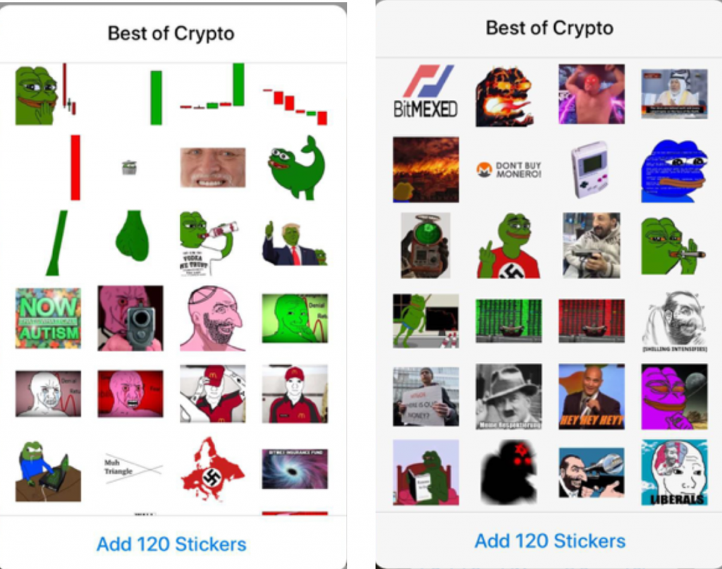 Nazi symbols and other offensive imagery in Telegram sticker pack
