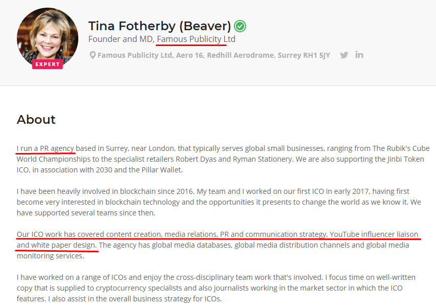 Tina Fotherby ICObench expert